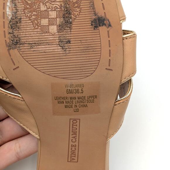 Vince Camuto Selaries Block Heel Slide Sandals Women's Tan Size US6 EU36.5 - Picture 9 of 12